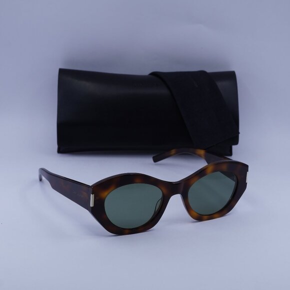 Saint Laurent SL639 003 Geometric Sunglasses - Havana/Green - Picture 1 of 11